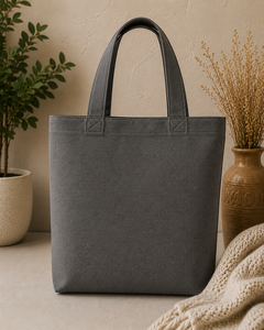 Bolsa de Lona con Frase Bordada y Diseño Floral, Estilo Minimalista Gris, Cierre Personalizado para Viajes y Compras - Product Image 6