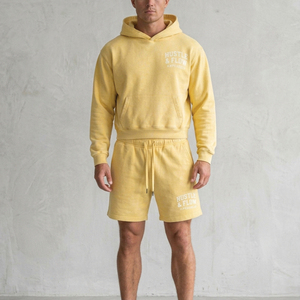 Men's Clothing Luxury Design Pullover Hoodie and <b>Shorts</b> <b>Set</b> Blank Cotton Fleece Men Hoodie and <b>Shorts</b> <b>Set</b> - Product Image 2