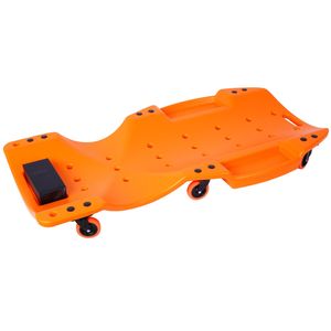 Sgabello Ergonomico in HDPE da 48 Pollici con Poggiatesta Imbottito, Doppio Vano Portautensili, Capacità 200 Kg, Arancione, per Riparazioni Auto - Product Image 4