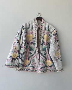 เสื้อโค้ทสไตล์วินเทจแบบอุซเบก ผ้ากำมะหยี่นุ่ม ปักลายซูซานี แจ็คเก็ตฤดูใบไม้ผลิ ลายดอกไม้พิมพ์ลาย ผ้าฝ้าย 100% ลายดอกไม้ฤดูหนาว - Product Image 3