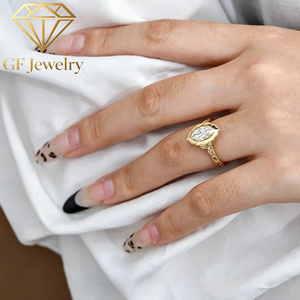 Anillo de compromiso y boda solitario de oro amarillo de 14K con diamante de laboratorio de corte marquesa, estilo vintage con milgrain, halo de encaje y pavé de piedras laterales - Product Image 4