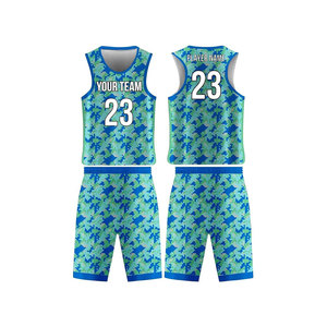Conjunto de Uniforme de Baloncesto Personalizado, Camuflaje Azul, Cuello en V, Sin Mangas, Unisex para Adultos, Absorbe la Humedad, Impresión Sublimada, Ropa de Equipo - Product Image 1