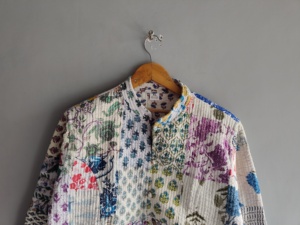 Quilted <b>Patchwork</b> <b>Jacket</b> Women's Mandarin Collar Full Sleeve Cotton Spring Style Regular Length Printed Design Gift For Her - Product Image 4