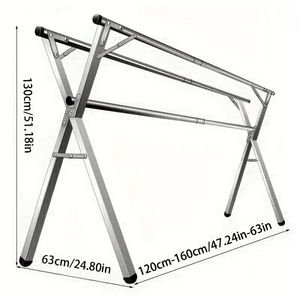 Tendedero de ropa de Metal plegable ajustable de 3 niveles, 20 ganchos, ahorro de espacio, uso interior y exterior, colgador de ropa, manta, edredón - Product Image 4