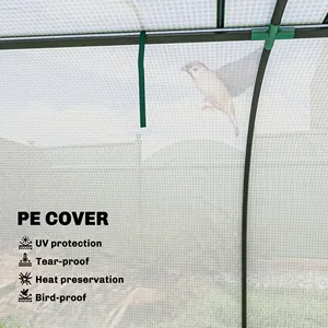 Mini-serre tunnel avec protection UV, couverture en PE et structure en acier, portes à fermeture éclair pour jardin extérieur - Product Image 4