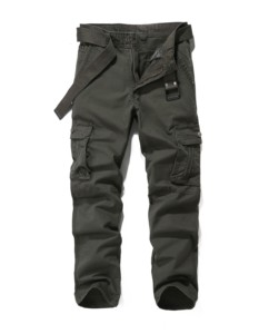 Pantalon cargo en toile marron pour homme, style workwear, taille mi-haute, coupe droite respirante, avec plusieurs poches, collection automne OEM 2026 - Product Image 1
