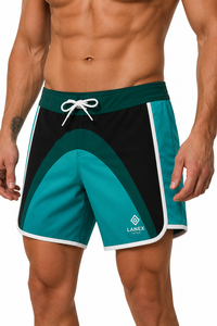 Custom Teal Green Men’s <b>Surf</b> Board Shorts Quick Dry Swim Trunks Sublimation Printed Beach Water Sports Shorts OEM ODM Supplier - Product Image 2