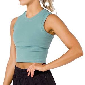 Débardeur pour femme, couleur unie, col rond, longueur normale, respirant, coton, fibre de bambou, décontracté, écologique, séchage rapide, broderie 3D - Product Image 3