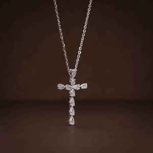 Pear Cut Moissanite Diamond Cross Pendant 925 Sterling <b>Silver</b> Religious Party Gift for Friends Fine Jewelry <b>Charm</b> - Product Image 2