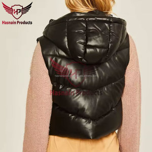 Chaleco acolchado de invierno sin mangas de longitud larga para mujer Premium bordado personalizado/impresión de cuero genuino exterior al por mayor chaleco personalizado - Product Image 3