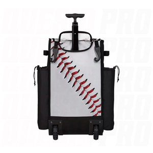 Sac à dos de baseball à roulettes avec design brodé, grande capacité, pour équipement de baseball et softball, avec porte-bâtons et compartiment à chaussures - Product Image 1
