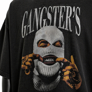 Camiseta Oversize Negra Personalizada de Algodón para Hombre, Estilo Urbano con Estampado Gótico Tipográfico, Hombros Caídos, Ajuste Holgado, Venta al por Mayor OEM - Product Image 5