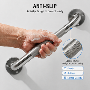Barre d'appui murale en acier inoxydable de 16 pouces, barre de sécurité antidérapante pour salle de bain, conforme aux normes ADA, finition polie brossée - Product Image 3