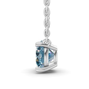 Collar solitario de oro macizo de 10k con diamante azul hielo cultivado en laboratorio, diseño elegante con engaste de puntas, diamante de corte redondo al precio más bajo. - Product Image 2