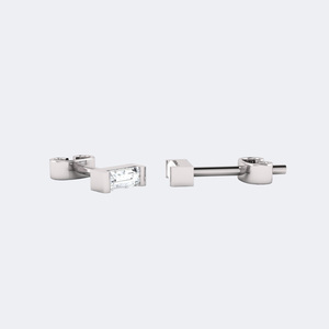 ต่างหูแบบคลาสสิกทรงบาแกตต์ 0.10 กะรัต - Product Image 3
