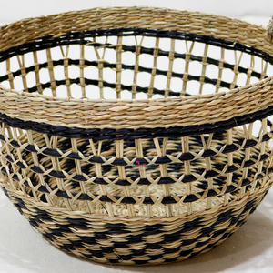 Natural Rattan Storage <b>Basket</b> With Handles Bowl Shape Rustic Multi Purpose Decorative <b>Basket</b> - Product Image 5