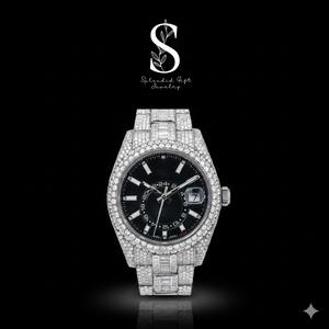Black Dial Circular Swiss Automatic Mover Moissanite Diamond Quartz <b>Watch</b> Luxury <b>Iced</b> <b>Out</b> Stainless Steel Automatic Wrist <b>Watch</b> - Product Image 1