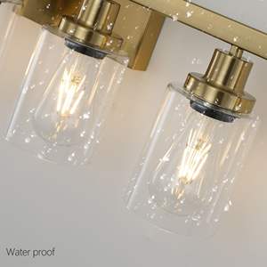 Modern 6-<b>Light</b> Bathroom Vanity <b>Light</b> Golden Iron Metal Clear Glass <b>Shades</b> <b>Wall</b> Fixture <b>for</b> Mirror Dressing Table-No Bulbs - Product Image 6