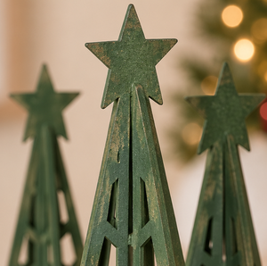 AK Laiton Unique Métal Forme D'arbre Décor De Noël Avec Vert Fini Ensemble De 3 Attrayant Table Décor Article Pour La Décoration De Noël - Product Image 2