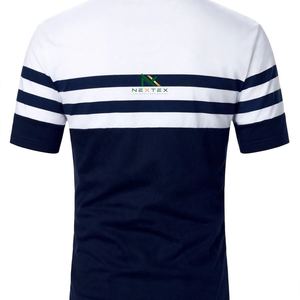 Camiseta Polo Personalizada con Rayas Blancas y Azul Marino para Hombre, Clásica con Banda Horizontal, Algodón Piqué, Uniforme de Equipo, Logotipo Bordado, OEM, Venta al Por Mayor - Product Image 3