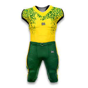 Maillot de football américain sans manches personnalisé pour homme, imprimé léopard jaune et vert, anti-humidité, coupe ajustée, vêtement de sport - Product Image 1