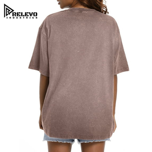 Camiseta Oversize para Mujer, de Alta Calidad, Estilo Vintage con Lavado Mineral, Hombros Caídos, Cuello Redondo, Ajuste Holgado Informal, Camisetas al por Mayor - Product Image 4