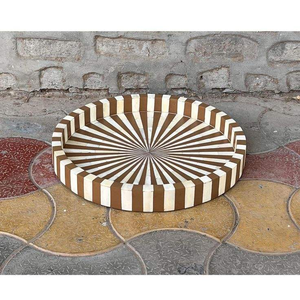 Plateau de service artisanal de luxe avec incrustations en os, idéal pour le petit-déjeuner du Ramadan, les fruits, le café, le thé – Plateau décoratif à prix réduit - Product Image 4