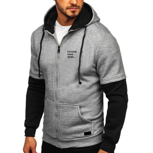 Sudadera con capucha OEM personalizada para hombre, jersey con cremallera teñida lisa, sudadera deportiva de manga larga, característica anticontracción, gimnasio de invierno, Fitness - Product Image 1