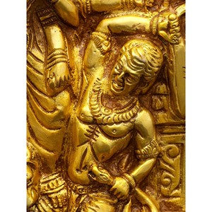 Statue en laiton de 10 \ "de Mahishasuramardini (déesse Durga) Sculpture murale complexe - Product Image 3