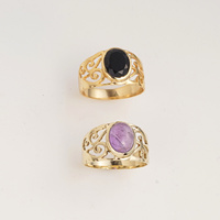 Anillo Ovalado de Ónix Negro Natural con Acabado en Oro, Anillo de Filigrana, Joyería Elegante Hecha a Mano para Mujer, Regalo