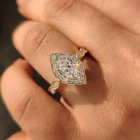 Bague de fiançailles élégante de haute qualité en or plaqué 10k/14k/18k avec diamant marquise néerlandais, style vintage, diamant de laboratoire, luxe, pour mariée
