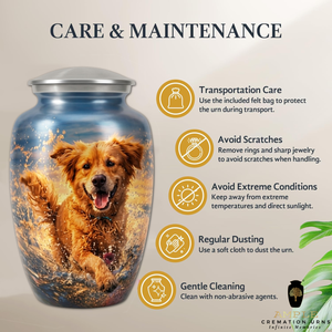 Golden Retriever Dog Urn for Ashes Large Pet <b>Memorial</b> <b>Keepsake</b> Aluminum Eco-Friendly Customizable Design Durable 220 Funeral - Product Image 5