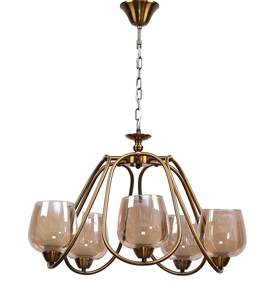 Lustre moderne en or, luminaire suspendu de luxe, lampe à suspension élégante en métal, luminaire d'intérieur contemporain, géométrique - Product Image 4