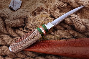Cuchillo profesional para deshuesar carne, hoja de acero inoxidable, hecho a mano, con funda de cuero. - Product Image 4