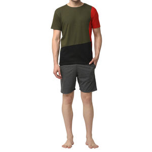 Conjunto Deportivo Informal Estilo Urbano, Ligero, Personalizado, en Grandes Cantidades, Camiseta con Bloques de Color para Hombre, Pantalones Cortos con Cintura Elástica - Product Image 1