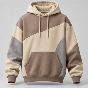 Sudadera con Capucha Color Morado con Paneles de Manga en Contraste y Ribete, Estilo Oversize, Proveedor de Ropa Urbana, Prenda Exterior de Invierno - Product Image 5