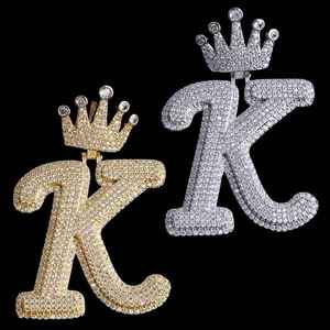 Colgante de Lujo con Letra K, Plata 925 con Baño de Rodio, Micro Pavé de Diamantes, Unisex, para Uso Diario - Product Image 2