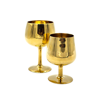 Verre à brandy de luxe en laiton massif de 4 pouces, style gobelet royal, poli à la main, durable, ustensile de cuisine, cadeau