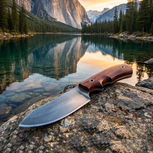 Premium Fixed Blade Stainless Steel Hunting/Camping/Skinning Knife <b>Leather</b> Sheath OEM Customizable Wood Handle Outdoor <b>Tools</b> for - Product Image 4