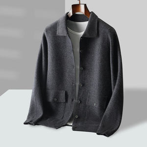 Cardigan en Laine Homme Haut de Gamme 2026 – Meilleures Ventes, Col Rabattu Uni, Poches, Épais, Automne-Hiver - Product Image 1