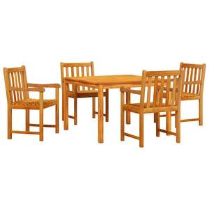 Juego de comedor de jardín de madera maciza de acacia marrón de 5 piezas - Product Image 2