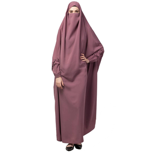 Women's <b>Purple</b> Abaya Hooded Long Sleeve Floor Length Modest Dress Solid Color Polyester Prayer Wear Middle East Style - Product Image 6