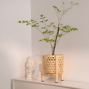 Handwoven bamboo <b>pot</b> <b>stands</b> for displaying house plants cheap price adjustable plant <b>stand</b> - Product Image 4