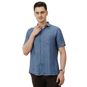 <b>Men's</b> Summer Cotton Casual <b>Half</b>-<b>Sleeved</b> Shirt Breathable Checked Design Anti-Wrinkle for Teenagers Dobby Fabric - Product Image 3