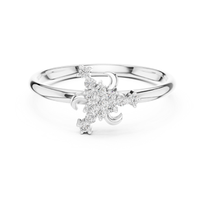 Anillo Asimétrico con Diamantes de Corte Redondo Minimalista para Mujer, Anillo de Oro Sólido de 14k para Regalo, Compromiso, Aniversario, Boda - Product Image 6