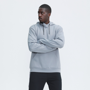 Sweat-shirt à capuche blanc pour homme, coupe classique, couleur unie, coton French Terry, décontracté, pour l'automne, avec poche - Product Image 5