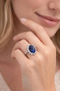 Bague de Fiançailles et de Mariage en Argent Sterling 925 avec Saphir Naturel Taille Ovale Certifié IGI, Bague de Promesse pour Femme, Idéale pour Toutes les Occasions - Product Image 3