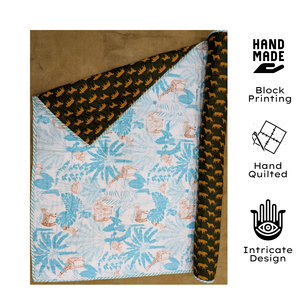 Jaipur Handmade Block Print Floral Baby Quilt Reversible Skin Friendly 100% Cotton Super Soft Non Toxic Dyes Eco Friendly - Product Image 2