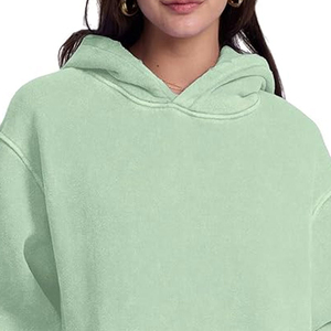 Sweat à capuche surdimensionné pour femme, personnalisé avec logo imprimé en relief, de haute qualité, bleu foncé, pull épais, streetwear d'hiver - Product Image 3