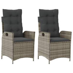 Juego de 2 Sillas Reclinables de Jardín en Gris Oscuro, Muebles de Patio de Ratán PE Premium - Product Image 2